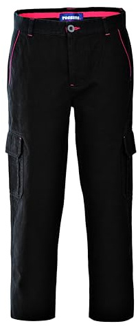 Rossini - A85020 - Adelaide Pantalone da Lavoro, 100% Cotone Twill, Elastico ai Fianchi, Chiusura con Cerniera e Bottone (IT, Testo, M, Regular, Regular, Nero)