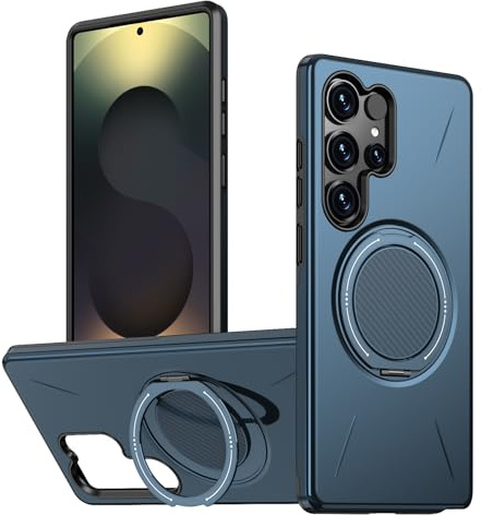 PONRFEKT fodral kompatibelt med Samsung Galaxy S25 Ultra Skal med stativ,kompatibelt med MagSafe,[skydd av militärklass] stötsäkert telefonfodral för Samsung Galaxy S25 Ultra-Blå