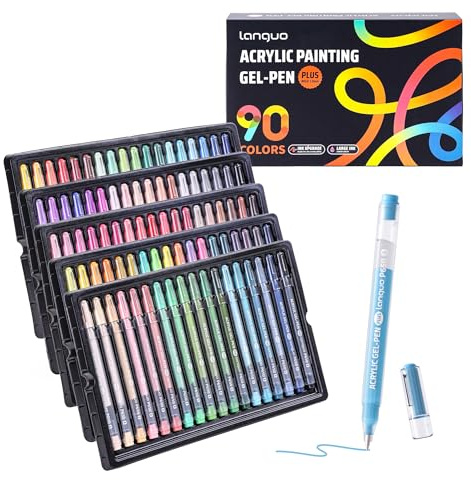 languo Acrylic Gel Pens, 90 Coloured Pens, 1.0mm Bullet Tip