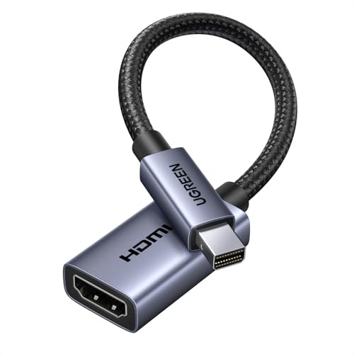 UGREEN 4K 0.66FT Mini DisplayPort to HDMI Adapter, Unidirectional Mini DP Thunderbolt to HDMI Converter 1440p 1080p HDCP 1.4 Aluminum Case Compatible for MacBook Air, Surface Pro/Dock Monitor, Passive