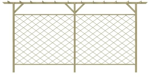 Solivagant Clôture à Lattes de Jardin avec pergola Bois,(54.8 KG)