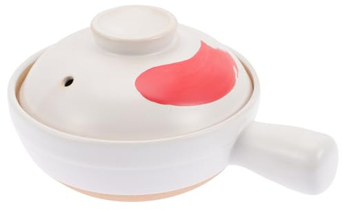 COLLBATH Casseruola in Ceramica di Argilla con Manico, Pentola per Stufato e Zuppa di Riso, Resistente al Calore per Cucina a Gas Domestica, Utensile Multifunzionale per Zuppe e Brasati