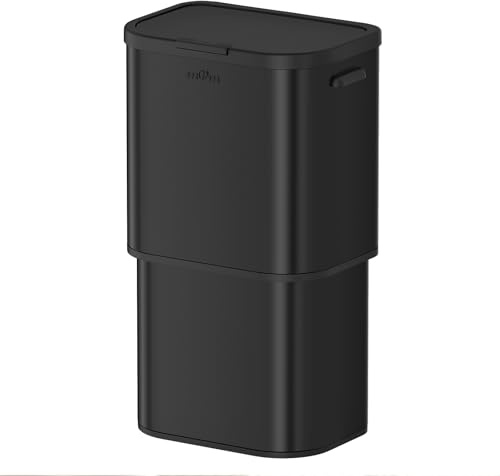 mVm Cubo de Basura Cocina Reciclable, Papelera 70L de Gran Capacidad con Interruptor de Presión Manual (Negro), Ideal para Oficina, Cocina y Sala de Estar