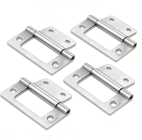 Flush Hinges 4 PCS – 2 Inch Stainless Steel Flush Door Hinges – Silver Hinges for 18 mm MDF Cabinets Cupboards and Shed Doors