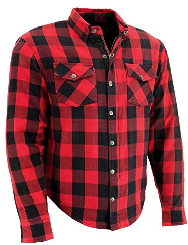 Milwaukee Performance Herren Flanell Biker Hemd kariert mit Aramid 3X Mehrfarbig MPM1631-BLK/RED-3X