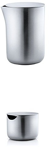Blomus 63620 Milchkännchen mit Edelstahldeckel basic + 63621 Zuckerdose mit Edelstahldeckel basic