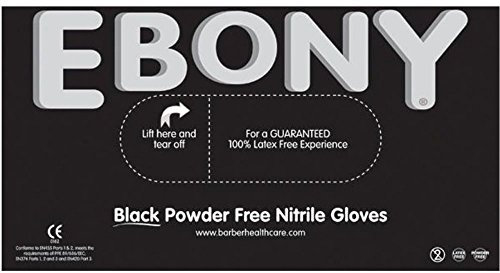 Graff-City Ebony Black Nitrile Gloves - 100% Natural Rubber and Latex Free - Pack of 100 Textured Gloves (Medium) (Medium)