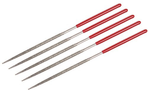 sourcing map 5 Stücke Rund Diamant Nadel Feile Stein Metall 150 Körnung 2mmx100mm Silber Rot DE