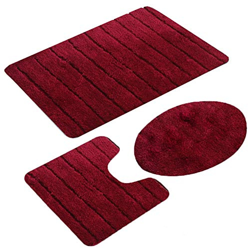 jianyana Juego de 3 Alfombrillas de baño Antideslizantes de Microfibra Suave, superabsorbentes, Lavables a máquina, Juegos de alfombras para baño