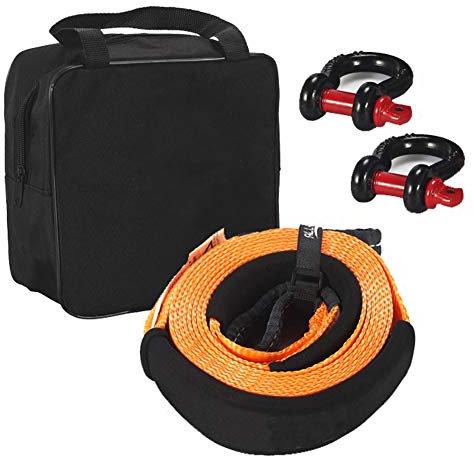 PKW PLUS 5m / 8t Abschleppgurt, Auto Abschleppgurt, Polyester Abschleppseil, mit 2 Sicherheitshaken und Aufbewahrungstasche, für Auto/SUV/Landwirtschaftliches Fahrzeug Road Recovery