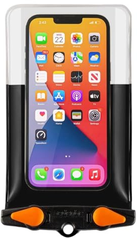 Aquapac Waterproof Phone Case, Large, Black | iPhone and Android, Made in The UK, Hiking, Mountain Biking, Running Accessory, Floating, IPX8 certified to 30 ft deep.