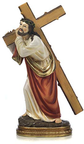 Paben Artículos religiosos Estatua Jesús que lleva la cruz Belén Pascua de resina cm. 29,3