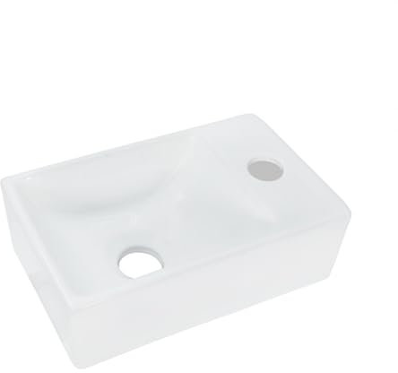 Aloni Keramik Design Handwaschbecken Weiß Hahnloch Rechts 30 x 18,5 x 9,5 cm