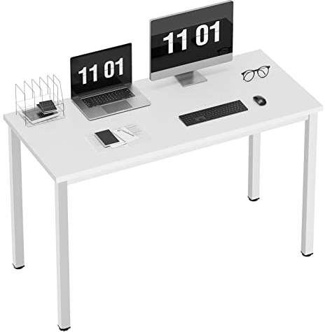 SDHYL Computertisch Schreibtisch Bürotisch Seminartisch Konferenztisch im Industriestil Home Office Gaming Tisch PC-Tisch Laptop Arbeitstisch mit Stabiler Metallrahmen für Büro Studie,Weiß,120 * 60CM