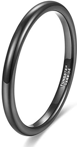 Zakk Ringe Damen Herren Schwarz Wolfram Schmal Schlicht Poliert Ring Verlobungsringe Eheringe Partnerringe 2mm 4mm 6mm 8mm