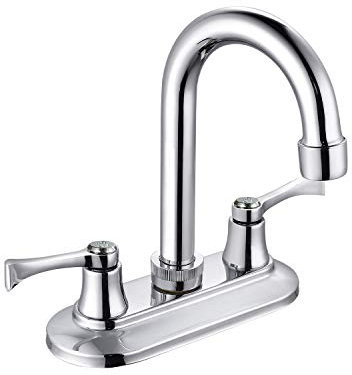 Solvex Two Handle Centerset Bathroom Faucet, 4 Inch Chrome, Brass, 3 Hole, Deck Mount, Lever Handle, SP-40008