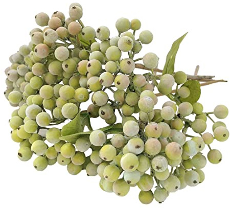 M2cbridge Pack of 6 Green Artificial Berry Stems Christmas Picks Wreath Ornament(Frost Green)
