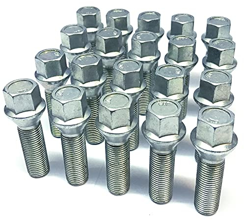 Car alloy wheel bolts M14 x 1.5 17mm Hex with an extended 35mm thread taper seat zinc plated 10.9 carbon steel (20)