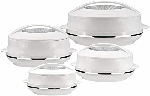Scaldavivande isolate con coperchio, a doppia parete, in acciaio inox, contenitori per alimenti freddi e caldi, per zuppe e insalatiere (set da 4 argento)