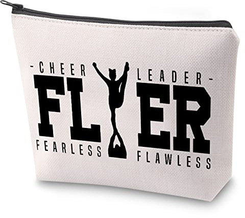Cheerleading Cosmetic Bag Cheer Leader Fearless Flawless Makeup Bag with Zipper Cheerleader Survival Kit Cheer Team Gift (Fler)