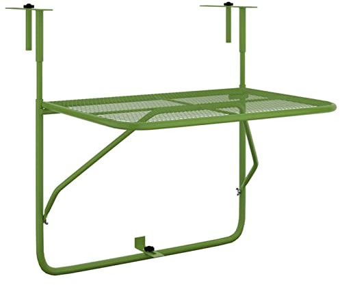 Gecheer Balkontisch klappbar Grün 60 x 40 x 65 cm (B x T x H) Stahl,Balkonhängetisch-Klapptisch Kleiner Balkon-Hängetisch Outdoor-Tisch für Ihre Terrasse, Veranda, Geländer oder den Balkon, Stahl