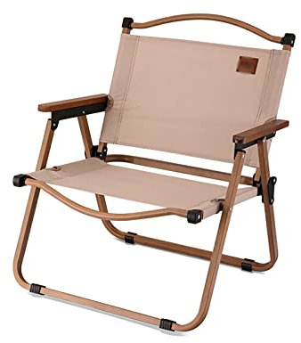 XLHWJCP Campingstuhl Faltbar Klappbar, Klappstuhl, Campingsessel, Leichtgewicht Tragbar, 200kg Gewichtskapazität, mit Armlehnen, für Outdoor, Zelten, Picknick, Wandern (Khaki-B,20x16x24in)