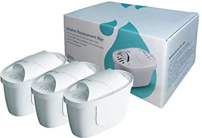 DAMASAY Alkaline Water Pitcher Ersatzkartusche - Universal Filterelement Verbesserung des pH, gesundes Trinkwasser, 6-stufige Filtration & Trinksystem zur Reinigung, (Dreierpackung)