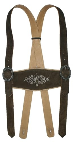 Hosenträger Lederhose Lederhosenträger Stegträger Leder Trachten-Träger braun