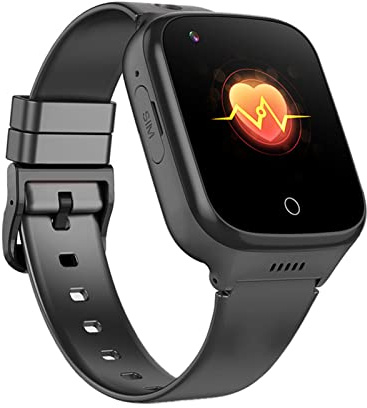 Weyot Smartwatch Per Rilevamento Caduta Anziani, Dispositivi Di Allarme Caduta Per Anziani, Con Chiamata Di Emergenza SOS Videochiamata HD Orologio GPS Per Demenza Alzheimer,Black