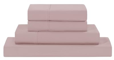 Modern Threads Soft Microfiber Solid Sheets - Luxurious Microfiber Bed Sheets - Includes Flat Sheet, Fitted Sheet with Deep Pockets, & Pillowcases Cameo Rose Full