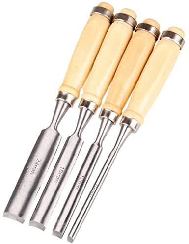 Samnuerly Robust And Easy To Use Wood Chisel Set 4PCS Half-Round Chisel Wood Carving Gouge Kit Woodworking Hand Engraving Tool Set Professional Carpenter Carver Tools