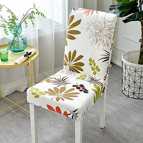 Hopfen Stuhlhussen Beige Blume Grün Stuhlüberzug Weich Spandex Stuhlhussen Schwingstühle Stuhlbezug Waschbar Stuhl überzug Abnehmbare Stuhlbezüge mit Gummiband Hussen für Stühle Stuhlhussen 4er Set