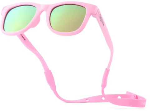 BABY SUNNIES Polarized Baby Sunglasses with Strap - Unbreakable Flexible Infant Sunglasses for Toddlers & Newborns 0-24 Months - Pink - Baby Beach Essentials - Infant Travel Essentials