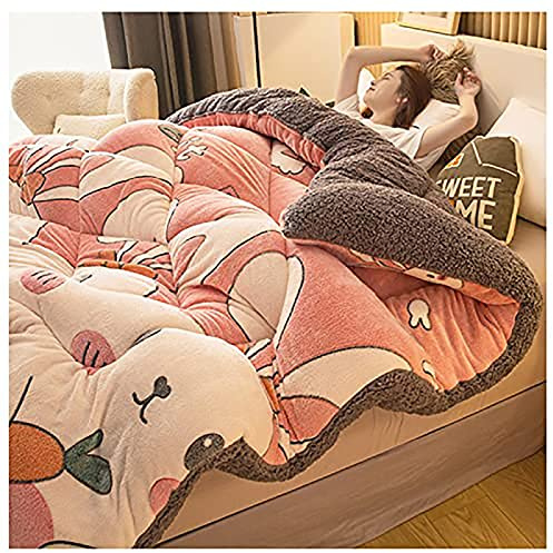 Winter cotton quilt thickened cashmere duvet,Korean Mink Blanket Heavy,super warm cashmere thickened double-sided Quilt Blanket,suitable for single and double family bedding(200x230cm(4kg), O)