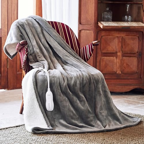 HOMISPRITE Heated Blanket 50x60”, 3 Hours Auto-Off Electric Blanket, Grey