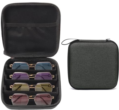 Bukere Travel Sunglasses Organizer Case Adjustable Slot For Multiple Eyeglasses Hard-shell Portable Storage Box for Men Women
