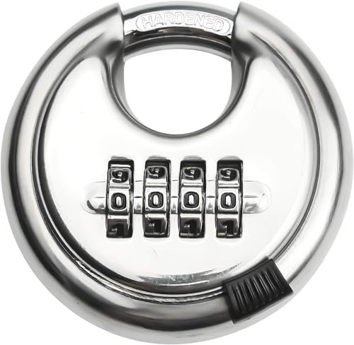 Fixinus Lucchetto a combinazione, con codice numerico, 4 cifre, spessore 10 mm, resistente alle intemperie, per capannoni, recinzioni, unità di stoccaggio, 70 mm