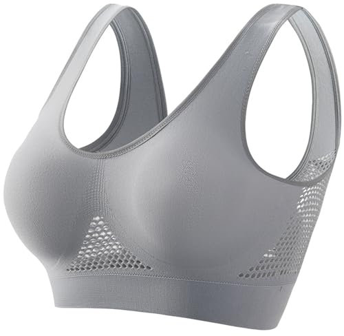 Womens Breathable Cool Lift Up Air Bra Full Support Sports Bra Seamless Wireless Unpadded Comfort No Underwire Plus Size 7XL Bras for Women No Underwire UK