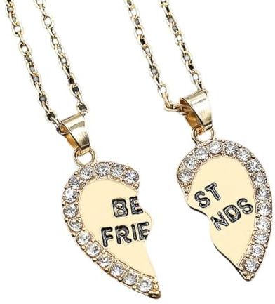 WSRRDRECVHi Best Friend Necklace, Friendship Necklaces For 2 Girls Sister Necklace,Funny Gifts,Matching Friend BFF Necklac Heart Pendant