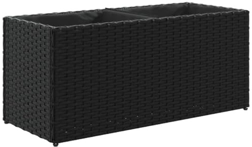 vidaXL Odlingslåda med 2 krukor svart 72x30x32 cm konstrotting