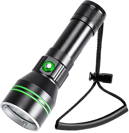 APLOS AP50 Dykficklampa, 5 000 lumen dyklampa, IPX8 vattentät undervattensficklampa med uppladdningsbart batteri och laddare