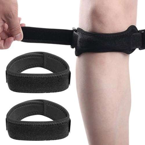 Ginocchiera per tendine rotuleo, 1 paio di ginocchiere per alleviare il dolore, per donne e uomini, per escursionismo, calcio, basket, baseball, corsa, tennis, nero, taglia unica