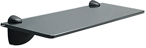 Mooche Glasregal Set,Glashalter+38x13CM Glasplatte Gehärtetes Schwarz | Wandmontage mit Glashalter und Glasboden,Zinklegierung Glasregal Badezimmer für die Wandmontage,Inklusive Bohrerset