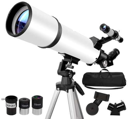 QQ CAT 70mm Aperture Refractor Telescope with Phone Adapter - Professional Astronomy Telescope for Adults & Beginners, 500mm Focal Length, 150x Magnification with Tripod & Carry Bag