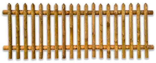 Senkrechtzaun Gartenzaun KDI Braun 60x250 cm – 22 angespitzte Latten, wetterfest & imprägniert, 60 cm hoch, 250 cm breit, vollständig montiert, echtes Sauerländer Nadelholz Zaunelement