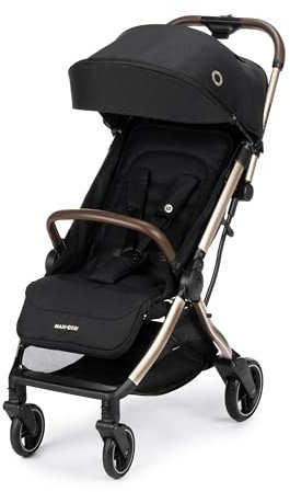 Maxi-Cosi Eva3 Pushchair, 0-4 Years, 0-22 kg, Baby Stroller, Light & Compact Pushchair, Full Lie-Flat Position, 3 Recline Positions, Automatic One Hand Fold, Carry Strap, Essential Black Champagne