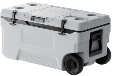 VEVOR Portable Cooler, 74 QT Wheeled Cooler with Ice Retention, Heavy-Duty Handles and Cup Holder, Lightweight Rigid Material, Suitable for Family Picnics and Long Trips