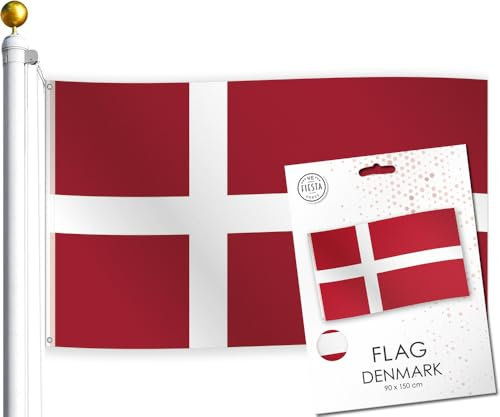 Flagge * DÄNEMARK * mit Messingösen | 90 x 150cm, wetterfeste Fahne für Fahnenmast oder Aufhängen, 100% Polyester | Nationalflagge Länderflaggen Dekoration, Farbe: Dänemark