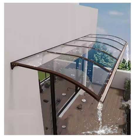 Toldo de aluminio para puerta y ventana con tablero de policarbonato, protección UV y protector contra la lluvia, diseño de fregadero grande, UPF 50+, 45 x 400 cm, para puertas delanteras y ventanas