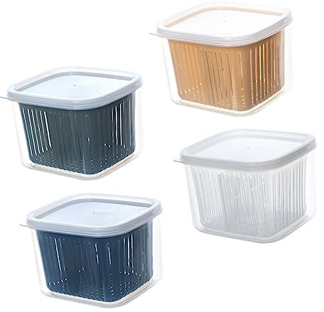 Alipis Contenitori per Alimenti Freschi in Pp Resistenti Design Drenante, Set da 4 Pezzi per Conservare Cipolle e Condimenti nel Frigorifero in Maniera Pratica e Sicura